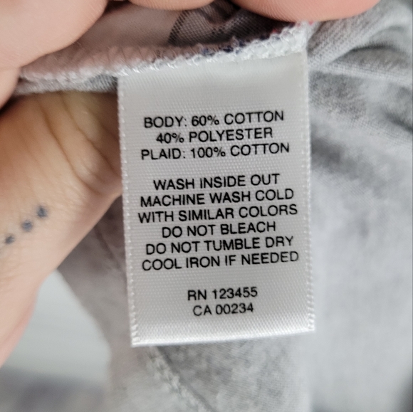 DESIGN LAB LORD & TAYLOR | short sleeve jersey faux wrap flannel shirt dress - Picture 4 of 4